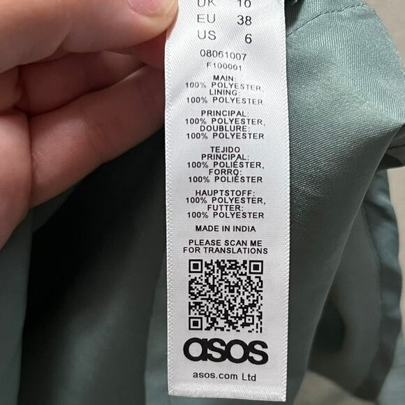 Asos Teal Shirred Skater Dress Long Sleeve Babydoll Mini Dress Smocked Size 6 - Picture 6 of 8